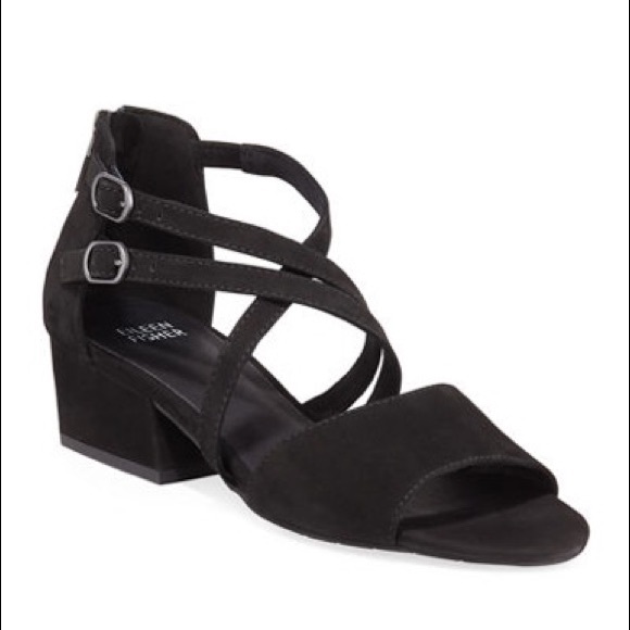 Eileen Fisher nubuck Kyra block-heel sandals - Picture 1 of 6